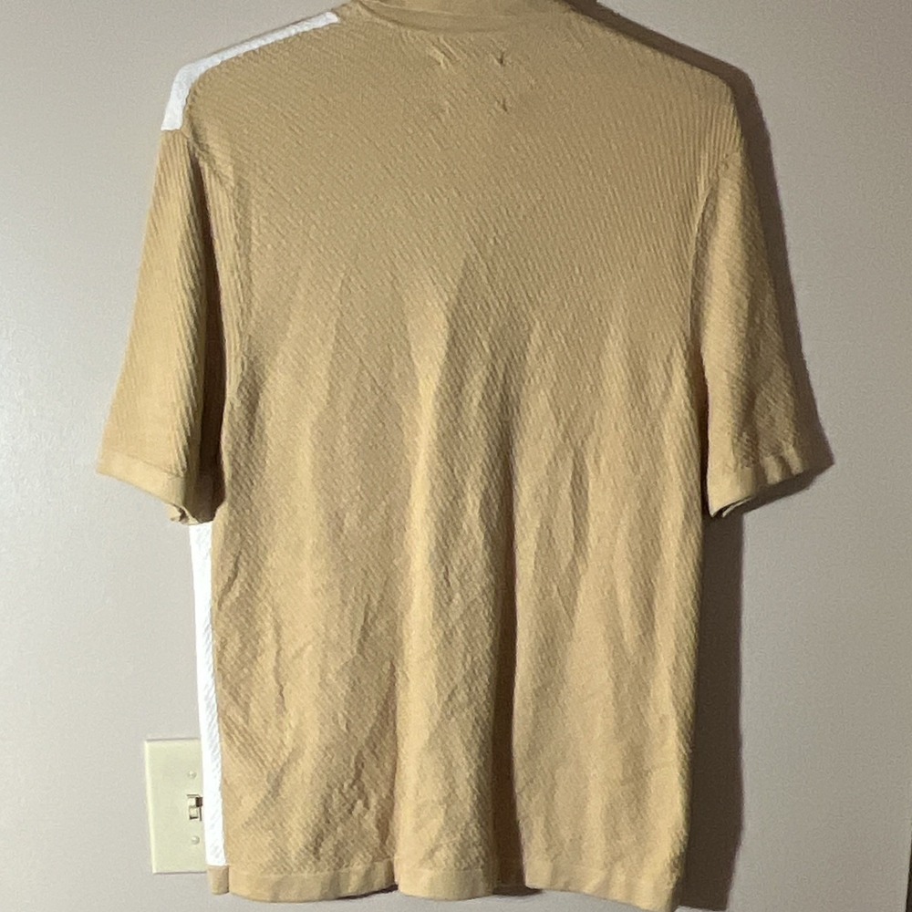 Abercrombie & Fitch Mens S Colorblock Beige White SS Spread Collar Preppy - Picture 4 of 7